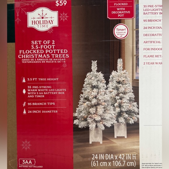 NIB Holiday Time Flocked Potted Christmas Trees - Picture 1 of 4